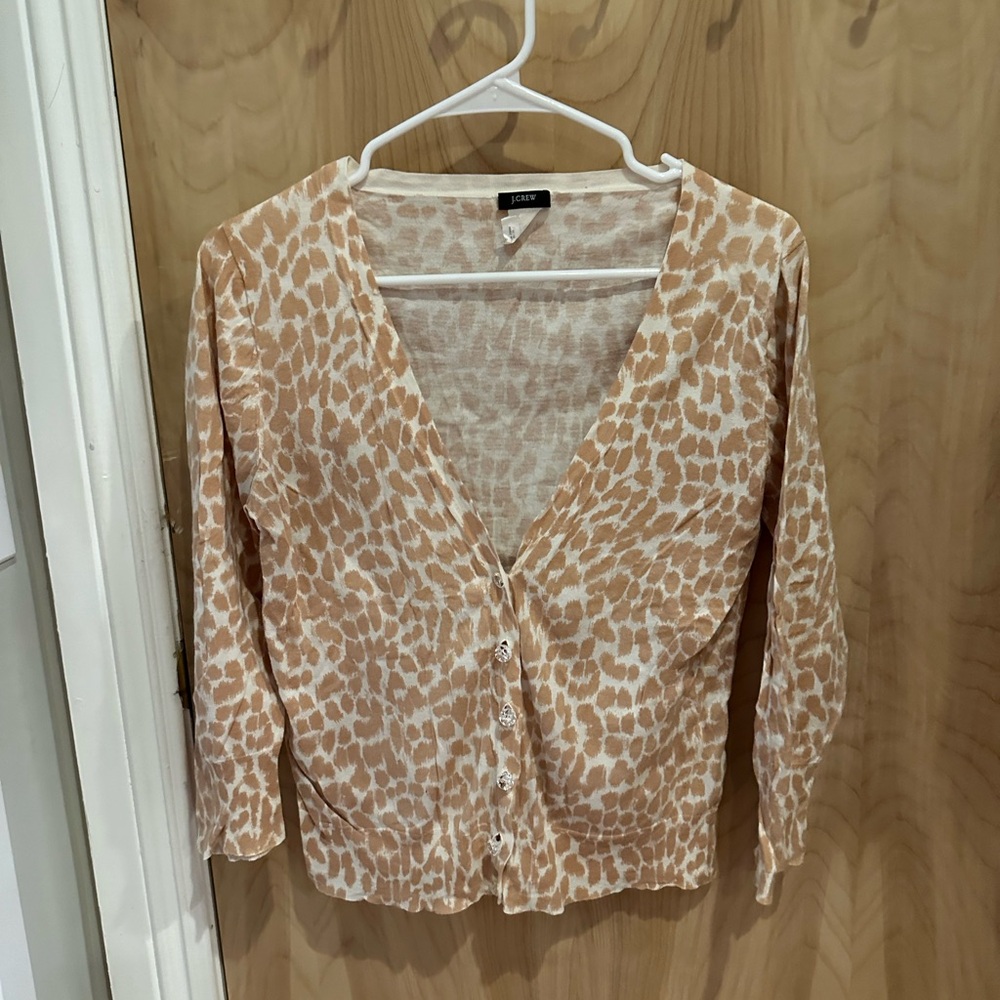 Size large animal print JCrew cardigan sweater